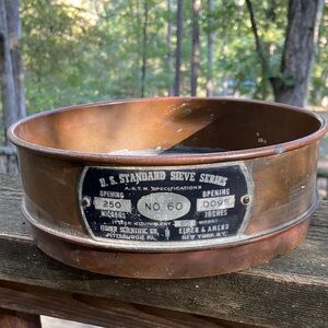 Vintage US Standard Sieve Series Number 60 Vintage Brass Sieve